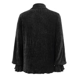 Gothic Pleated Elastic Lantern Sleeve Men Black Velvet Shirts