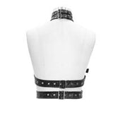 Raggedy Distressed Collar With 2 Pockets Punk Women Body Harness