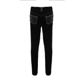 Designer Punk Contrast Color Hand Rubbed Leather Men Trousers With Loops