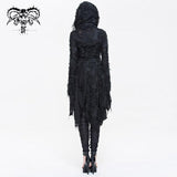 Darkness Ragged Horn Sleeve Women Punk Long Coat With Cap And Scarf