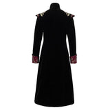 Gothic Jacquard Black Stand Collar Embroidery Men Long Coat