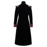 Gothic Jacquard Black Stand Collar Embroidery Men Long Coat