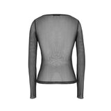 Court Gothic Flower Pattern False Girdle Mesh Sexy Women T Shirts