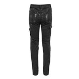 Devil Fashion Brand Punk Mecha Hand Painted Slim Black Men Trousers