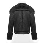 Decadent Punk Warm Spiked Fur Collar Men Wool Short Jacket With Loops