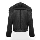 Decadent Punk Warm Spiked Fur Collar Men Wool Short Jacket With Loops