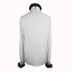 Gothic Western Fashion Palace Embroidered Ruffled Sleeves White Men Chiffon Shirts
