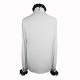 Gothic Western Fashion Palace Embroidered Ruffled Sleeves White Men Chiffon Shirts