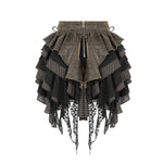 Steampunk Girls Multi Layer Wavy Edges Striped Short Half Skirt With Corset
