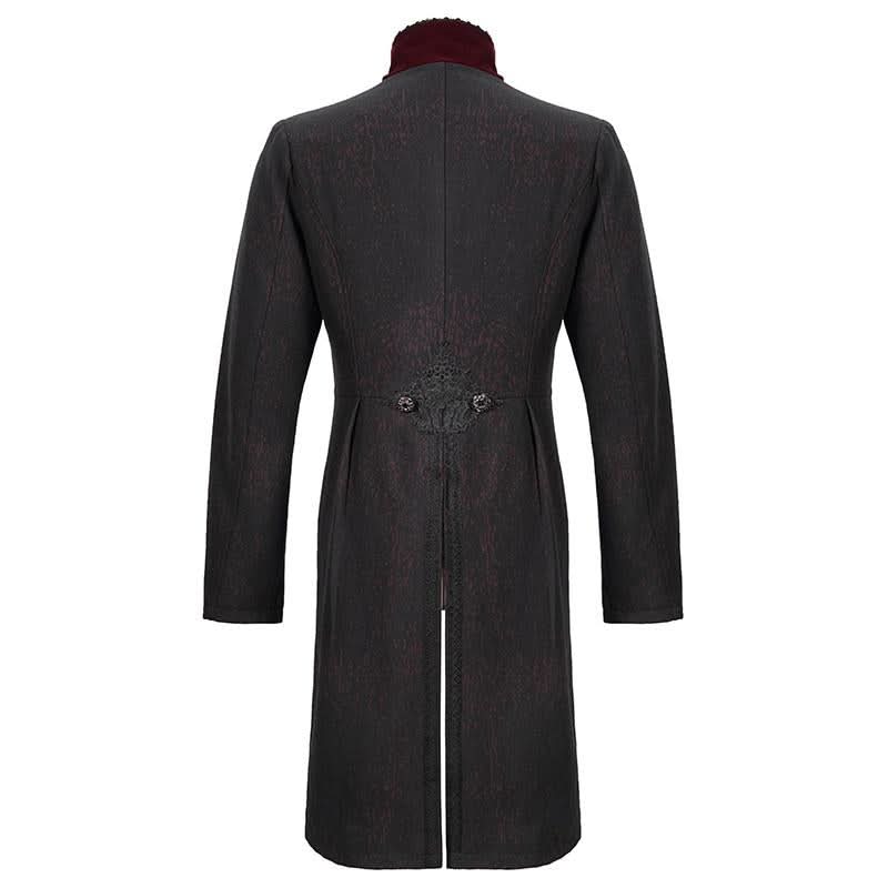 Ct173 Gothic Black And Red Bloody Embroidered Men Coat