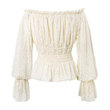 Pure Princess Lolita Everyday Wearing Off Shoulder Lantern Sleeves Girls Lace Top