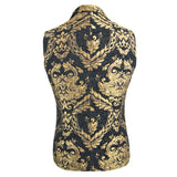 Gothic Fancy Costume Western Style Black And Gold Palace Big Flower Men Short Vest