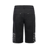 Pt140 Punk Rough Rope Mesh Spliced Men Fifth Trousers