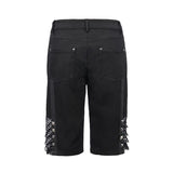 Pt140 Punk Rough Rope Mesh Spliced Men Fifth Trousers