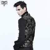 Gothic High Quality Western Fashion Black And Silver Palace Floral Men Short Waistcoats