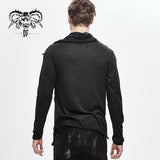 Daily Life Men Big Ragged Turn Down Collar Woolen Punk Long Sleeve Shirts With Zipper