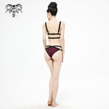 Sst008 Burgundy Gothic Lace Swimsuit Set