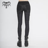 Pt142 Cyberpunk Circuit Printed Leather Loops Women Pants