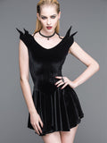 Summer Little Devil Off The Shoulder Sexy Ladies Black Velvet Dress With Wings