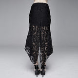 Daily Life Irregular Hem Court Flocking Printed Mesh Sexy Ladies Package Hip Fishtail Skirt