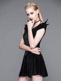 Summer Little Devil Off The Shoulder Sexy Ladies Black Velvet Dress With Wings