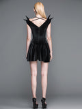 Summer Little Devil Off The Shoulder Sexy Ladies Black Velvet Dress With Wings