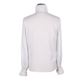 Punk Wedding High Collar Gothic Chiffon Men White Shirts With Bow Tie