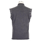 Club Punk Rock Unedged Sleeveless Black Men Faded Shirts With Pocket