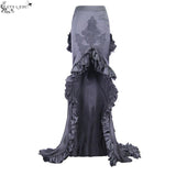 Short Front And Long Back Multi Layer Wavy Flounces Floor Length Gown Stretchy Half Skirts