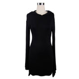 Daily Life Classic Style Flared Sleeve Women Hooded Knit Dress