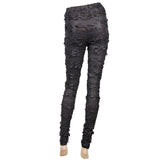 Gothic Sexy Women Skeleton Palm Ripped Knitted Leggings