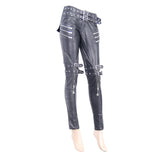 Daily Life Winter False Boots Black And Silver Women Hand Rubbed Leather Pants