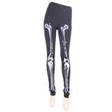 Daily Life Style Women Punk Knit Skull Marrowbone Printed Leggings