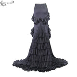 Short Front And Long Back Multi Layer Wavy Flounces Floor Length Gown Stretchy Half Skirts