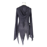 Everyday Wearing Asymmetric Knitwear Zipper Up Black Long Women Hooded Cardigans