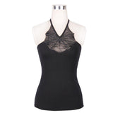 Everyday Summer Sexy Women V Neck Bat Wings Black Cotton Vests