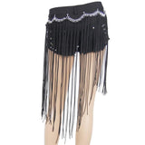 Hot Girls Summer Punk Ripped Black Shorts With Fringes Belt