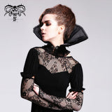 Gothic Party Accessory Women Organza Stand Up Black Collar