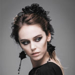 Sexy Women Headwear Gothic Black Roses Velvet Headband