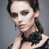 Gothic Rose Beaded Sexy Women Hollow Out Lace Necklace