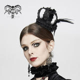 Gothic Cosplay Women Cross Crown Headwear With Feather