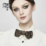 Punk Wedding Metal Chains Brown Women Steampunk Leather Bow Tie