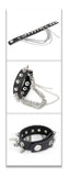 Punk Women Adjusted Size Spiked Leather Bracelet With Chains