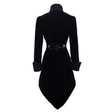 Gothic Ladies Embroidered High Collar Black Dovetail Velveteen Coat