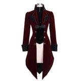 Gothic Embroidered High Collar Black Dovetail Lady Coat µ丱±¾