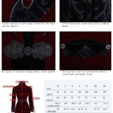 Manteau gothique brodé 'Crimson Moon' avec col haut