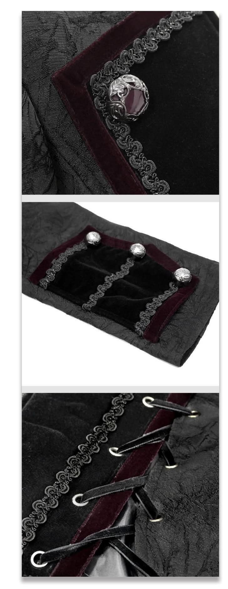 Gorgeous Gothic Party Jacquard Floral Pattern Men Velveteen Swallowtail Coat