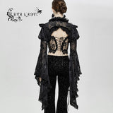 Sexy Women Big Flared Sleeves Super Short Gothic Lace Shawl