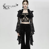 Sexy Women Big Flared Sleeves Super Short Gothic Lace Shawl