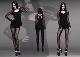 Witch Elastic Waistband Flocking Printed Transparent Stretchy Mesh Sexy Women Leggings